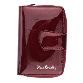    Pierre Cardin bordová, listový vzor dámska kožená peňaženka 9,5 × 13 cm