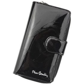    Dámska kožená peňaženka Pierre Cardin modrá, listový vzor 9,5 × 17 cm