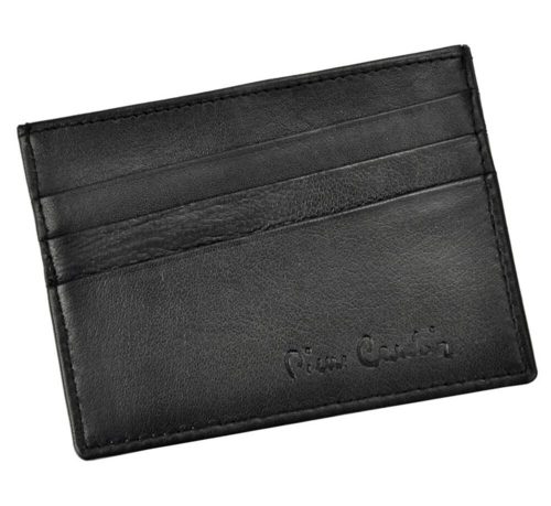  Čierny kožený držiak na karty Pierre Cardin 10,8 × 8 cm