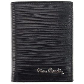    Pierre Cardin pánska kožená peňaženka, držiak na karty, čierna, tlačený vzor, RFID 8 × 10 cm