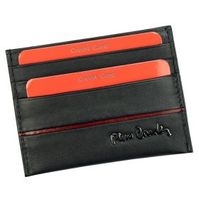    Kožený držiak na karty Pierre Cardin, čierny 10 × 7,5 cm