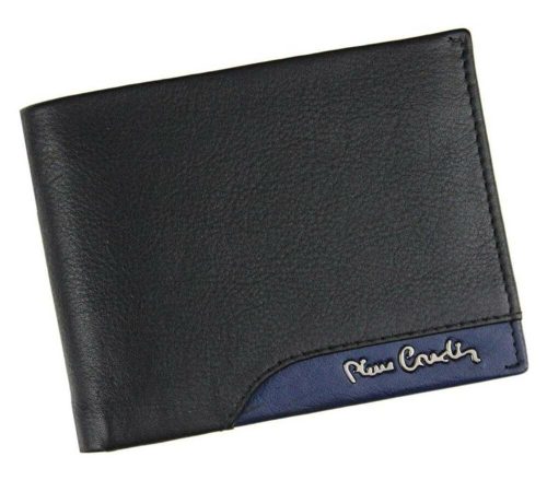  Pierre Cardin čierno-modrá pánska kožená peňaženka s RFID ochranou, 12,5 × 9,5 cm