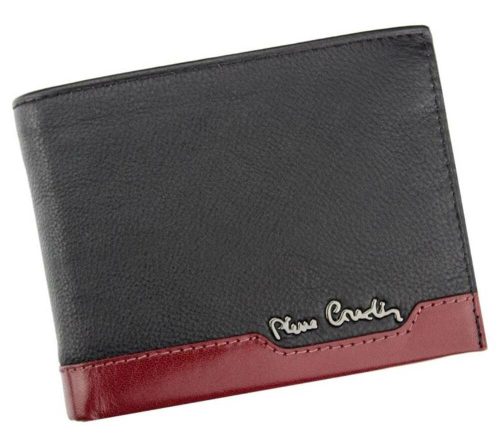  Pierre Cardin čierno-červená pánska kožená peňaženka s RFID ochranou, 12 × 9,5 cm