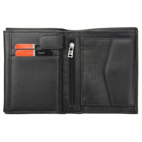    Pierre Cardin čierno-červená pánska kožená peňaženka s RFID ochranou, 10,5 × 12,7 cm