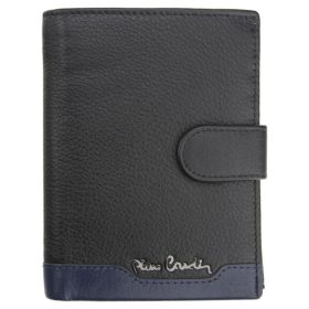    Pierre Cardin čierno-modrá pánska kožená crossbody peňaženka s RFID ochranou, 10,5 × 12,7 cm