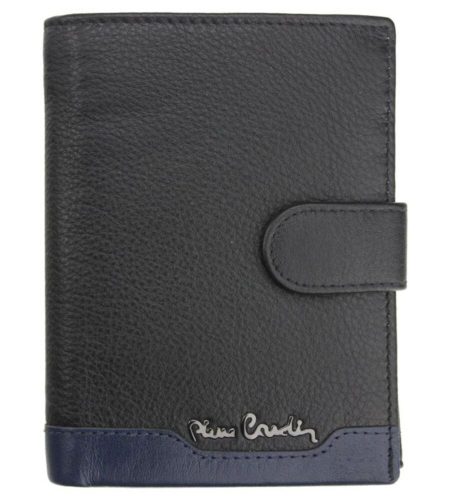  Pierre Cardin čierno-modrá pánska kožená crossbody peňaženka s RFID ochranou, 10,5 × 12,7 cm