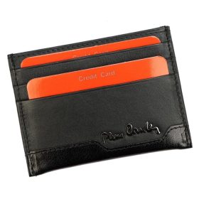    Kožený držiak na karty Pierre Cardin, čierny 10 × 7,5 cm