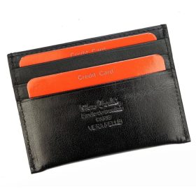    Kožený držiak na karty Pierre Cardin, čierny 10 × 7,5 cm