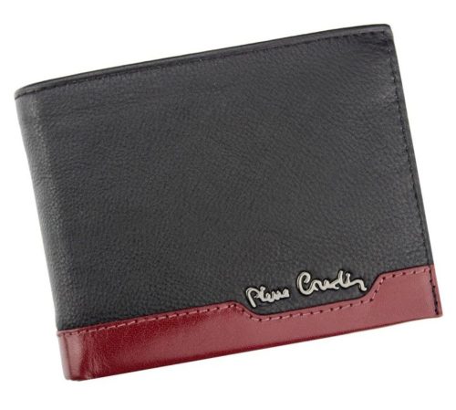  Pánska kožená peňaženka Pierre Cardin, čierno-červená, RFID 12,5 × 9,5 cm