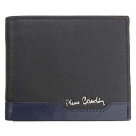    Pierre Cardin čierno-modrá pánska kožená peňaženka s RFID ochranou, 11 × 9 cm