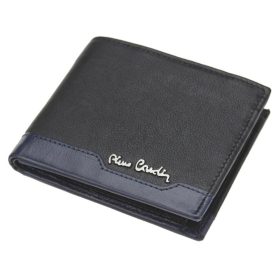    Pierre Cardin čierno-modrá pánska kožená peňaženka s RFID ochranou, 11 × 9 cm