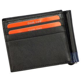    Pierre Cardin čierno-modrá pánska kožená spona na peniaze dolárová peňaženka 11 × 9 cm