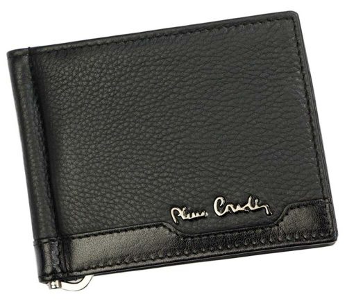  Pierre Cardin čierna pánska kožená spona na peniaze dolárová peňaženka 11 × 9 cm