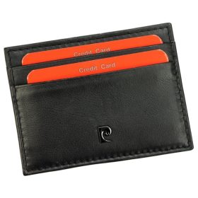   Kožený držiak na karty Pierre Cardin, čierny 10 × 7,5 cm