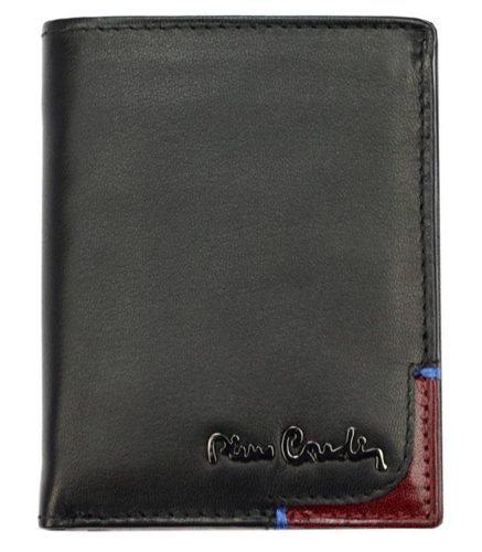  Pierre Cardin čierno-červená pánska kožená peňaženka, RFID 8 × 10 cm