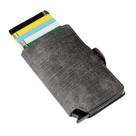    Šedá vyskakovacia mini peňaženka, držiak na karty 10,2×7 cm