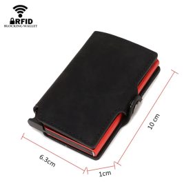    Vintage tmavohnedá vyskakovacia mini peňaženka, držiak na karty 10×7 cm