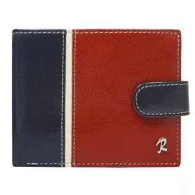    Rovicky zapínacia, tmavomodro-červená pánska kožená peňaženka s RFID ochranou 12×9,5 cm