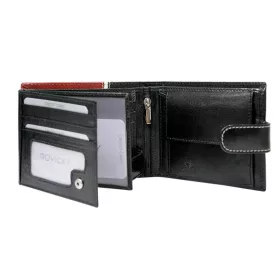    Rovicky zapínacia, tmavomodro-červená pánska kožená peňaženka s RFID ochranou 12×9,5 cm