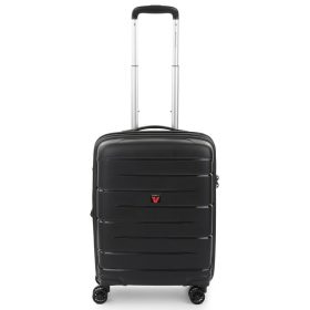    Roncato Flight DLX 4-kolesový, rozšíriteľný čierny kabínový kufor s pevnou strechou 55 cm