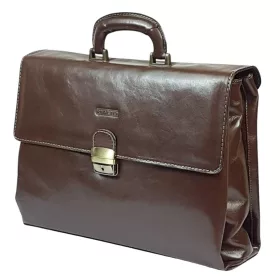    Rialto talianska trojkomorová hnedá unisex kožená aktovka 37 x 28 cm.