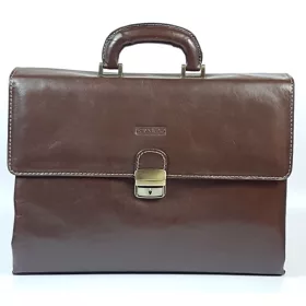    Rialto talianska trojkomorová hnedá unisex kožená aktovka 37 x 28 cm.