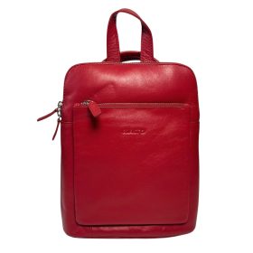    Dámsky tmavočervený kožený ruksak Rialto malej veľkosti 27 x 22 cm