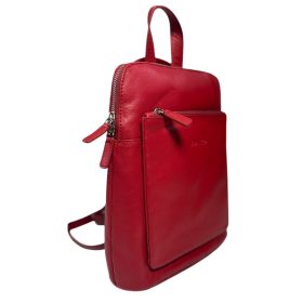    Dámsky tmavočervený kožený ruksak Rialto malej veľkosti 27 x 22 cm