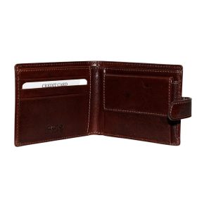    Malá hnedá pánska kožená peňaženka Rialto s komplexným remienkom