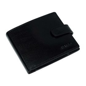    Malá čierna pánska kožená peňaženka Rialto s komplexným remienkom
