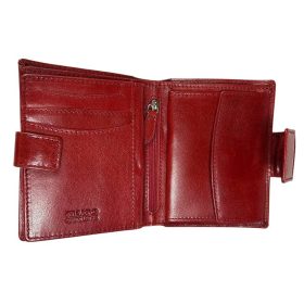    Červená kožená peňaženka Rialto s komplexným remienkom