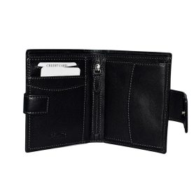  Čierna kožená peňaženka Rialto s komplexným remienkom