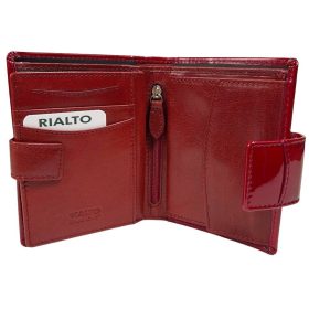   Červená kožená peňaženka Rialto s komplexným remienkom