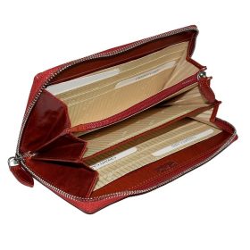  Veľká červená kožená peňaženka Rialto
