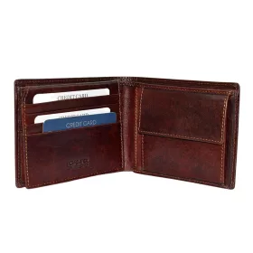    Rialto, talianska pánska tmavohnedá kožená peňaženka 12,5 cm × 9,5 cm