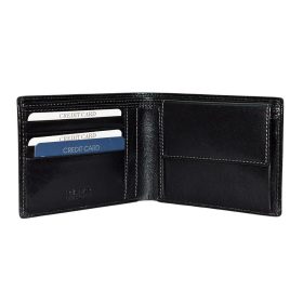  Čierna pánska kožená peňaženka Rialto 12 cm × 9,5 cm
