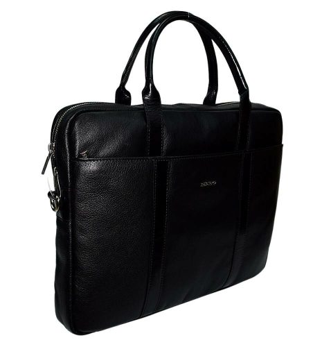  Talianska čierna kožená taška cez rameno Rialto, taška na notebook 38×28 cm