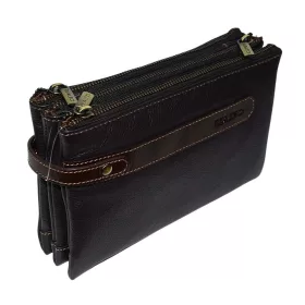    Rialto talianska pánska tmavohnedá kožená taška do auta 22,5×13,5 cm