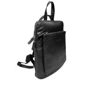    Rialto Taliansky malý dámsky čierny kožený ruksak 27 x 22 cm.