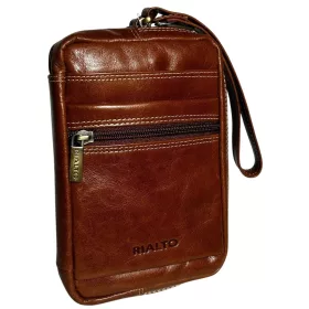  Pánska hnedá kožená taška do auta Rialto 13×18 cm