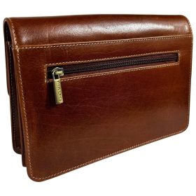    Rialto talianska pánska tmavohnedá kožená taška do auta, priečinok, držiak na dokumenty 22×14,5 cm