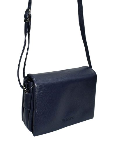  Rialto dámska malá tmavomodrá kožená kabelka, taška cez rameno 18×14 cm