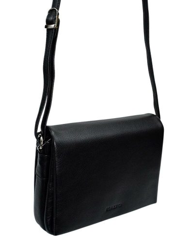  Dámska čierna kožená kabelka Rialto, taška cez rameno 24×18 cm
