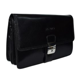    Rialto talianska pánska čierna kožená taška do auta, priečinok, držiak na spisy 22×14,5 cm