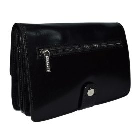    Rialto talianska pánska čierna kožená taška do auta, priečinok, držiak na spisy 22×14,5 cm