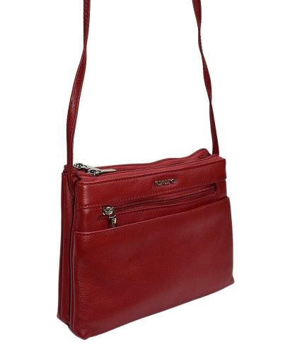  Dámska malá tmavočervená kožená kabelka cez rameno Rialto 21,5×15,5 cm