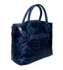 Rialto talianska dámska tmavomodrá vzorovaná kožená kabelka, taška cez rameno 34×23 cm