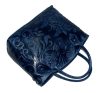  Rialto talianska dámska tmavomodrá vzorovaná kožená kabelka, taška cez rameno 34×23 cm