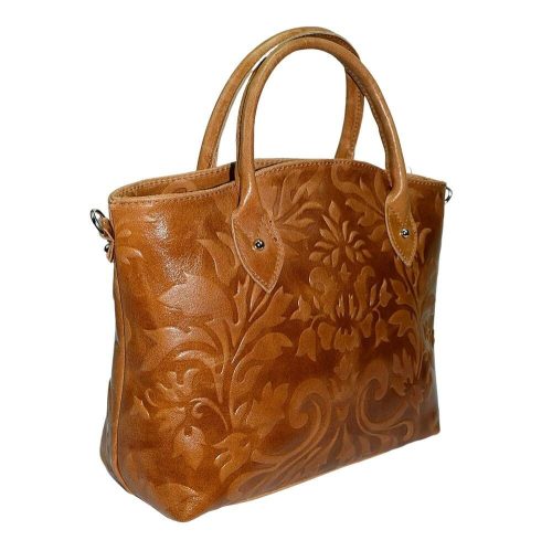  Rialto talianska dámska hnedá vzorovaná kožená kabelka, taška cez rameno 34×23 cm