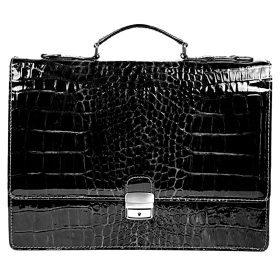    Rialto dvojkomorová talianska kožená aktovka pre ženy, krokodíl 37x28 cm